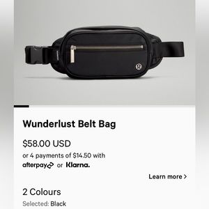 Lululemon Wunderlust Belt bag Black